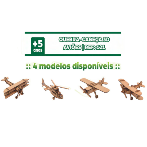 Quebra-Cabeça 3D Aviões Unid Sortido Miniatura Aviao para Montar Puzzle 3D Madeira Infantil 5 Anos