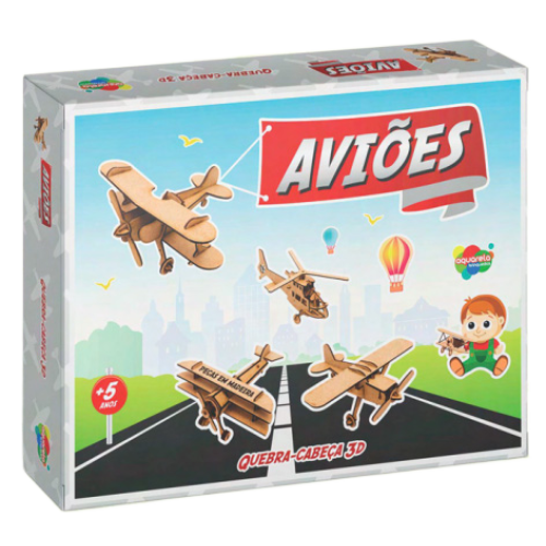 Quebra-Cabeça 3D Aviões Unid Sortido Miniatura Aviao para Montar Puzzle 3D Madeira Infantil 5 Anos
