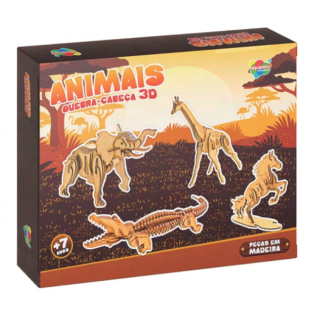 Quebra-Cabeça 3D Animais Unid Sortido