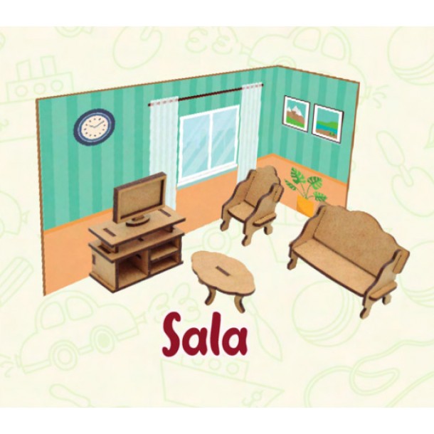Móveis para Casa de Bonecas 3D Sala