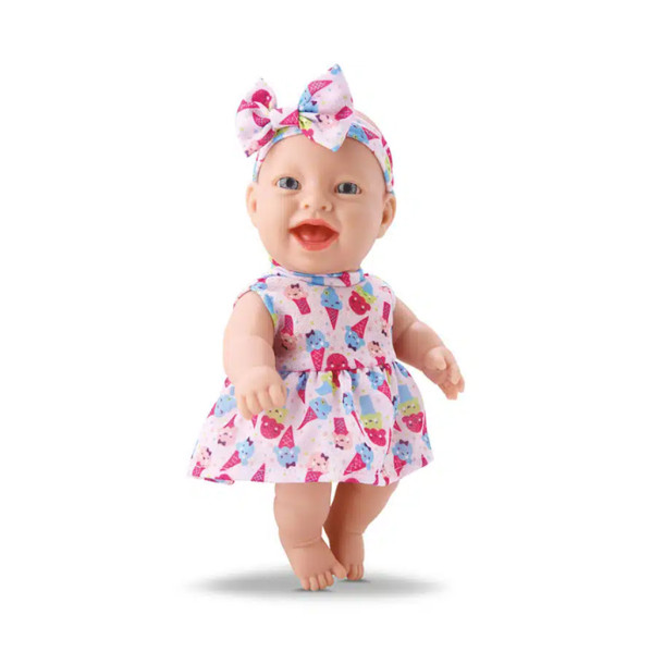 Boneca Bambolinha Branca Divertoys Original 23cm Roupinha Estampada