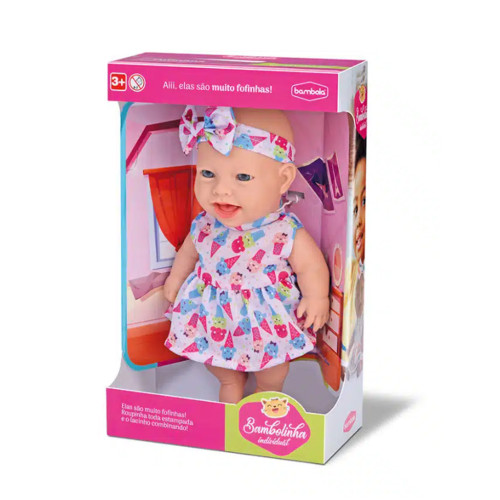 Boneca Bambolinha Branca Divertoys Original 23cm Roupinha Estampada