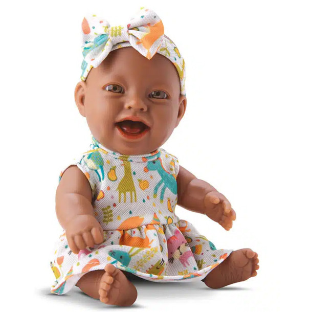 Boneca Bambolinha Negra Divertoys Original 23cm Roupinha Estampada