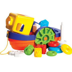 Barco Didático Mercotoys Flutua com Formas e Argolas de Empilhar