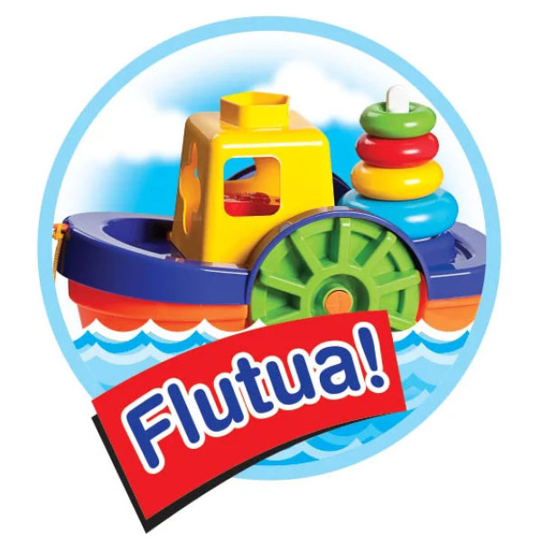 Barco Didático Mercotoys Flutua com Formas e Argolas de Empilhar
