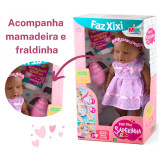 Boneca Sapekinha Faz Xixi Negra Com Mamadeira E Fralda