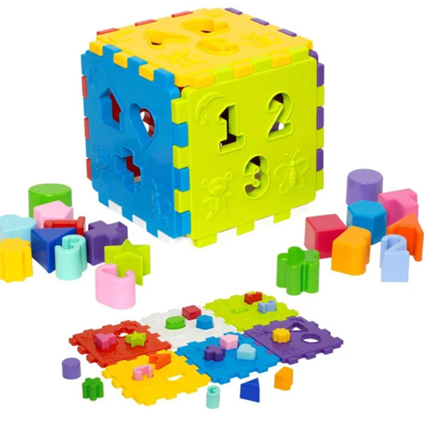 Cubo Didatico Solapa Grande Mercotoys 18 Pecas de Encaixar Vira Tapete
