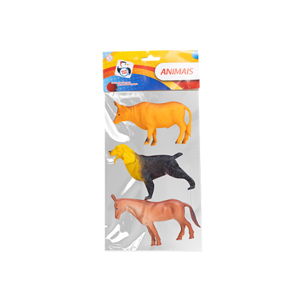 Kit Animais da Fazenda PVC Grande 3 pçs
