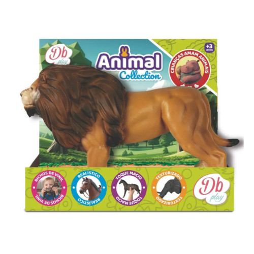 Leão De Vinil Médio 20cm Animal Da Selva Brinquedo Infantil