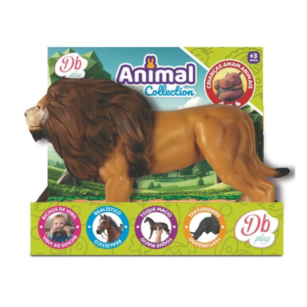 Leão De Vinil Médio 20cm Animal Da Selva Brinquedo Infantil