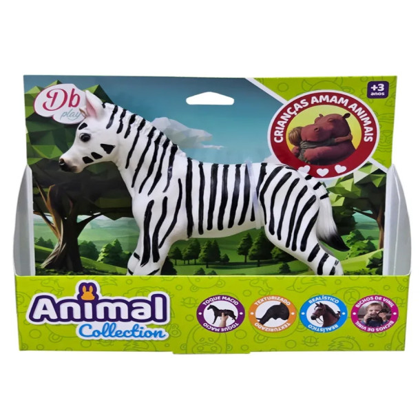 Zebra De Vinil 16cm Animal Da Selva Colecionável DB Play