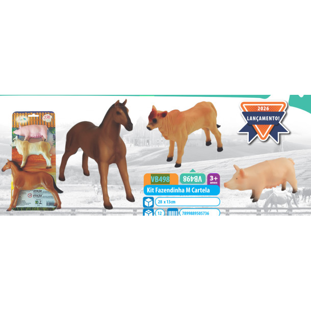 Kit Fazendinha M Cartela Animais Em Vinil Macio DB Play
